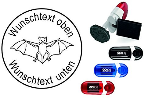 Geocachingstempel « FLEDERMAUS 01 » mit persönlichem Cachername/Nickname Abdruckgröße ca. Ø 24 mm - Geocaching