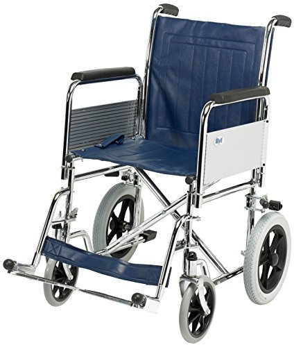 Days Transit Wheelchair, 45cm (18), Chrome Plated Steel Frame, Detachable Armrests & Detachable Swing Away Footrests, Wipe Clean Seat, Non- Folding Back for Transport, VAT relief Eligible in the UK