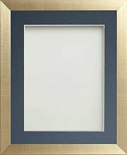 Frame Company Simpson Gold 20x16 Frame with Blue Mount for 15x10 | Fits a 15x10 photo with mount or a 20x16 photo without mount, Frame size 20x16, Overall approx 21.6x17.6, Real Glass Front