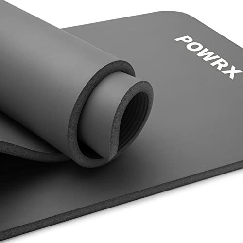POWRX Gymnastikmatte I Yoga-Matte (Grau, 190 x 60 x 1.5 cm) inkl. Trageband + Tasche + GRATIS Übungsposter I Hautfreundliche Sportmatte Fitnessmatte rutschfest Phthalatfrei