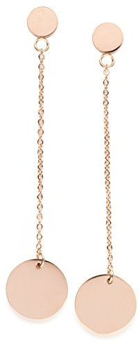Happiness Boutique Damen Lange Ohrringe mit Plättchen in Rosegold | Kreis Ohrringe mit Kettchen und Disk Design