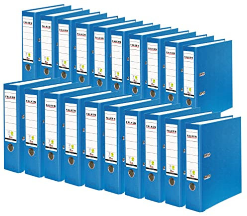 Original Falken 20er Pack PP-Color Kunststoff-Ordner. Made in Germany. 8 cm breit DIN A4 Pastell-Farbe aqua Ringordner Vegan Aktenordner Briefordner Büroordner Plastikordner Schlitzordner