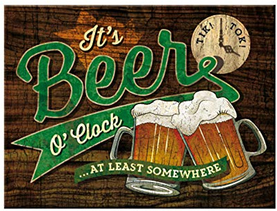 Nostalgic-Art 14378 - Beer O'Clock, Magnet 6x8 cm, Vintage Kühlschrank-Magnet aus Metall Bunt