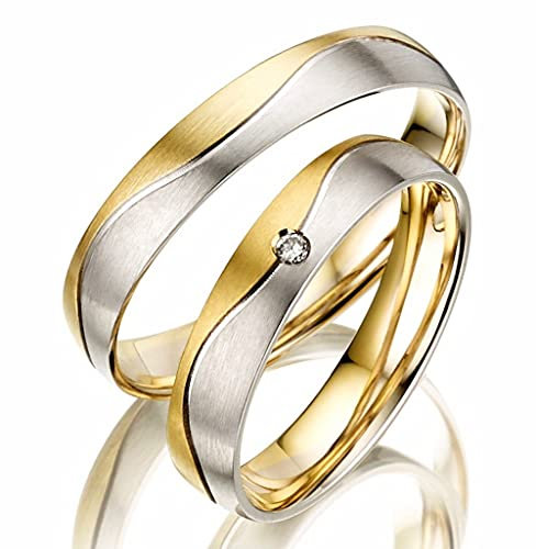 123traumringe 2x Trauringe/Eheringe Gelbgold/Weißgold 333 in Juwelier-Qualität (Brillant/Diamant/Gravur/Ringmaßband/Etui)