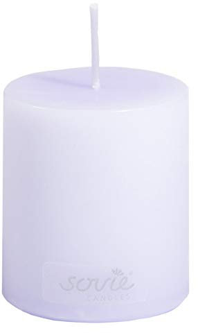 Sovie CANDLES Stumpenkerze | Hochzeit Taufe Kommunion Blockkerze | 1 Flachkopfkerze in Lila (Ø50mm x 60mm)