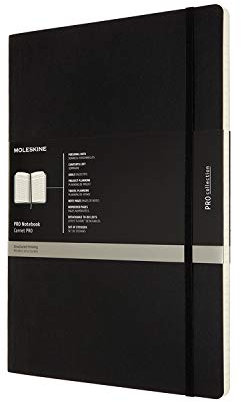 Moleskine - Pro Notebook, Perfektes Notizbuch für die Arbeit - Softcover mit Elastischem Verschluss - A4-Format, 21 x 29,7 cm - Farbe Schwarz, 192 Seiten