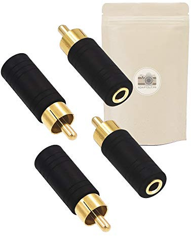 Adaptout 4X Adaptateur Prise RCA Male Fiche Mini Jack 3,5mm Femelle Mono Plaqué Or Minijack Marque FRANÇAISE