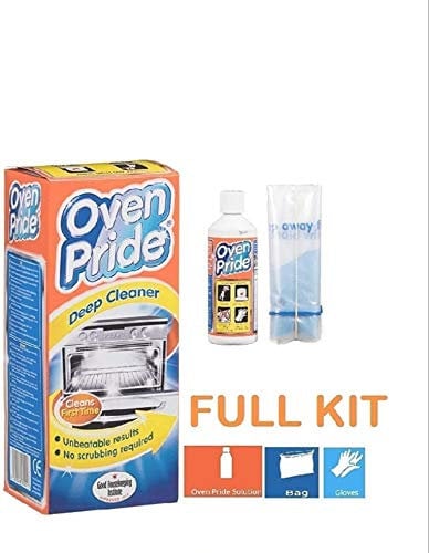 Oven Pride Kit complet de 500 ml avec gants de sécurité et sac intelligent pour grille + grill Nettoyage facile Dégrait le four sans avoir besoin de frotter, Oven Pride co