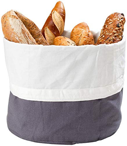 Rosenstein & Söhne Brotkasten: XL-Brotkorb aus 100% Baumwolle, verschließbare Kordel, waschbar, Ø25cm (Beuteltasche, Brotbeutel Leinen, Mitbringsel)