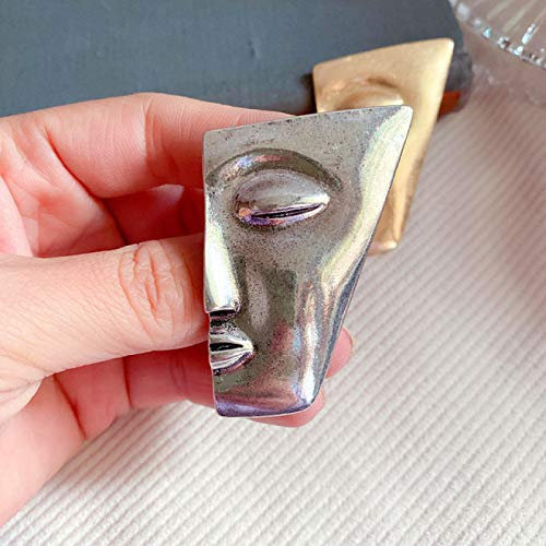 WANGGW Broche Vêtements Féminins Couleur Or Et Argent Demi-Visage Broches pour Femmes Matériel Cool Design Style Accessoires