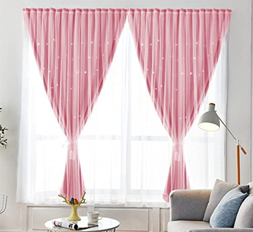 SWECOMZE Tenda in velcro, non è necessario forare tende oscuranti anti-UV, facile da installare, per camera da letto, soggiorno (rosa, 1 x 1 m)