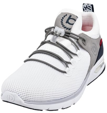 bugatti Homme Baskets sportives avec mousse à mémoire de forme au design sportif, lacets élastiques, respirantes, Blanc, 40 EU