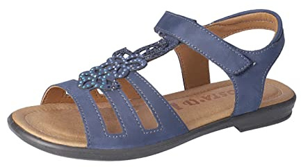 RICOSTA Mädchen Riemchensandalen Amira,Kinder Sandalen,WMS:Mittel,Freizeitschuhe,offene Schuhe,Sandaletten,Sommersandalen,Nautic (170),40 EU