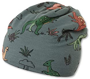 Sterntaler Baby Jungen Slouch-Beanie Dino Mütze - Kinderbeanie Gefüttert Mit Baumwoll Fleece - Dunkelgrün, 53