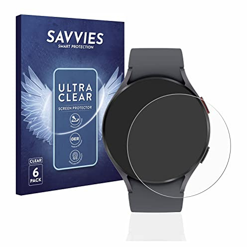 Savvies Schutzfolie für Samsung Galaxy Watch 5 (44mm) | 6 Stück Transparenter Displayschutz Made in Germany Ultra-Klar Displayschutz-Folie