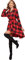 FANCYINN Kariertes Kleid mit Langen Ärmeln, Plissierte Karokleider für Damen Kariertes Tartan-Hemdkleid Rot & Schwarz M