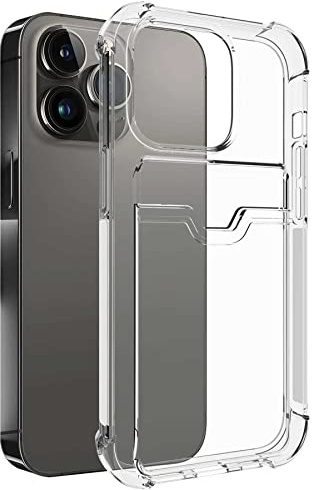 mtb more energy® Case Clear Armor mit Kartenfach kompatibel mit iPhone 14 Pro (6.1'') - verstärkte Ecken - Kameraschutz - 1,5mm TPU - Schutz-Hülle Cover Handyhülle