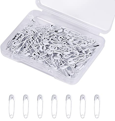 120 Stück Sicherheitsnadeln, 19mm Mini Sicherheitsnadeln für Kleidung Metall Sicherheitsnadel für Kleidung Nähen Basteln Schmuckherstellung (Weiß)