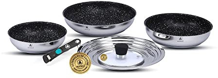 Laguiole - Set 5 pièces amovible astuces inox anti-adhésif Greblon C2+ induction