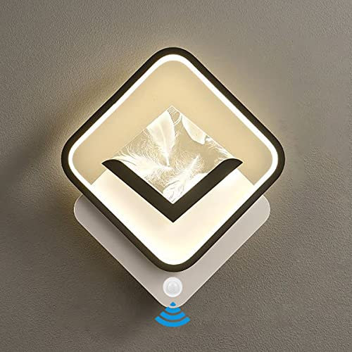 Wandlampe mit Bewegungsmelder Innen LED 20W Modern Wandleuchte Warmweiß Licht Wandlicht mit Bewegungssensor 3000K Wandbeleuchtung für Flur Korridor Treppenhaus Balkon Wohnzimmer Schlafzimmer Lampe (D)