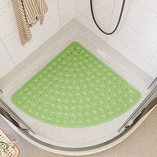 Z·Bling 70x70cm Tappetino Doccia Antiscivolo Tappeto Doccia Angolare TPE,Tappetino Doccia Triangolare con Ventosa e Fori di Drenaggio,Tappeto Doccia per Doccia Bagno Triangolare o Vasca(Verde)
