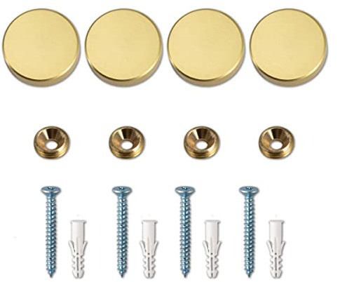 Decorative Screw Caps, Solid Aluminum Alloy Mirror Screws with Caps, 1, Polished Gold