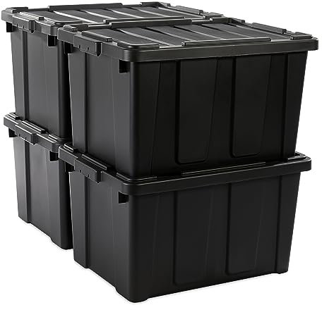 Iris Ohyama Heavy Duty Organisation Boxes, 68L, 4er-Set, Rot, Groß, Robust, Stapelbar, Aufbewahrungsbox, Für Garage, Regale, Umzug, Plastik, Utility, Werkzeugkiste, DDSKT-700