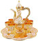 Vintage Turkish Coffee Pot and Cups Set,Tea Service Set Including Teapot,Tea Tray and Metal Cups for Wine Cabinet Decor,Wedding Ornaments (Gold and White)