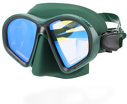 LUXPARD Tauchmaske, Taucherbrille zum Tauchen, Schnorcheln und Freitauchen. Anti-Fog Anti-Leck Geringes Volumen Tauchmaske mit UV-beschichteten Gläsern, Tauchausrüstung für Erwachsene (Grün)