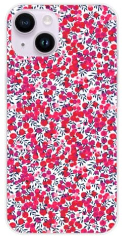 1001coques Coque de Téléphone Compatible pour Apple iPhone 14, Design Liberty Wiltshire Rouge, Imprimée en France, Étui Souple en Silicone, Housse de Protection.