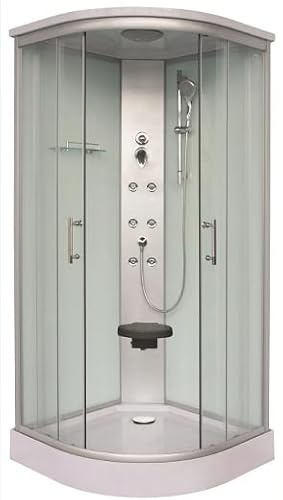Sanotechnik Komplettduschkabine Rumba 90×90×215?cm – All-in-One Komplettdusche | 5mm ESG-Sicherheitsglas, 6 Massagedüsen, Klappsitz, Quick-Line Schnellmontage, CL88