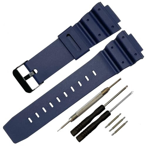 G-Shock Ersatz-Uhrenarmband für Casio DW-5900 DW-6100 DW-6695 DW-6900 G-6900 GW-M5610 DW-5600E GW-6900 (J1, Blau/Schwarze Schnalle)