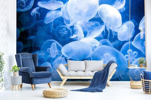 Fototapete 3D-glänzende Qualle, 120 x 80 cm Design Tapete Fototapeten moderne Wand Schlafzimmer Wohnzimmer