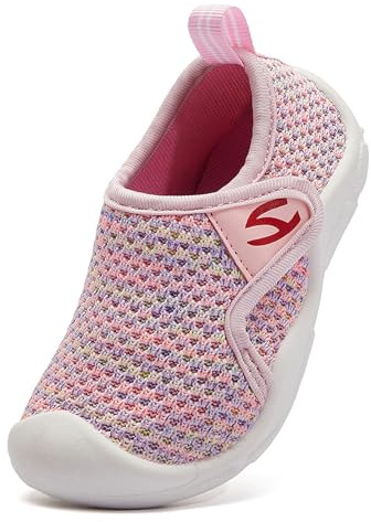 Meik Mangni Garçon Chaussons de Maison Fille Pantoufle d'intérieur Respirant Chaussures Premier Pas Antidérapantes Chaussons tricotées Rose 26 EU