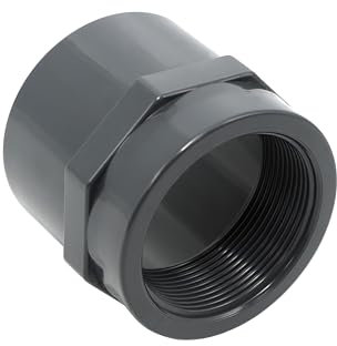 HAF® 1x PVC Fittings Gewindemuffe 63mm Klebemuffe x 2 Innengewinde | Übergangsmuffe aus grauem PVC-U für Rohranschlüsse, Poolverrohrungen UVM. | Qualität: Made in Europe - Menge: 1 Stück