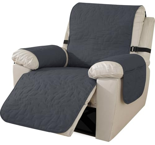 Ystyle Sesselschoner Für Relaxsessel, Sesselbezug Wasserdicht, Fernsehsessel Bezug, Sesselschoner Mit Armlehne, Sesselüberwurf Anti-Rutsch, Überzieher Für Sessel (1 Sitzer, Dunkelgrau)