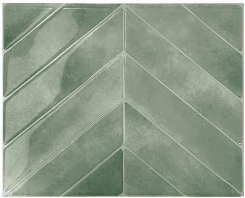 Smart Tiles Klebefliesen Küche und Bad – Chevron Grün, Fliesenaufkleber 3D, Küchenrückwand Selbstklebend, Wandpaneele, 5 Fliesen (29.03x22.86 cm), Einfach zu Montieren, Wasserfest, Made in Kanada