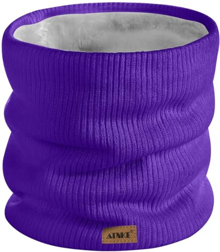 ATNKE Winter Warm Halsschlauch Verdicken Sie Winddichte Schals Staub Gesichts Maske Ski Doppel Lagen Fleece Gefüttert Strick Schal Geschenke für Männer und Frauen/Purple