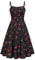 Belle Poque Women Dresses Black Cherry Print Dress Sleeveless A-Line Swing Dress Black Cherry M