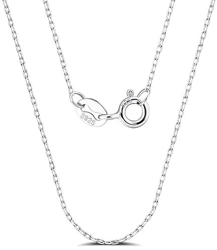 EPHSUNA Sterling Silver 1 mm Cable 16 18 20 22 24” 26 28 30 Inches Chain Necklace (Cable Silver, 16)