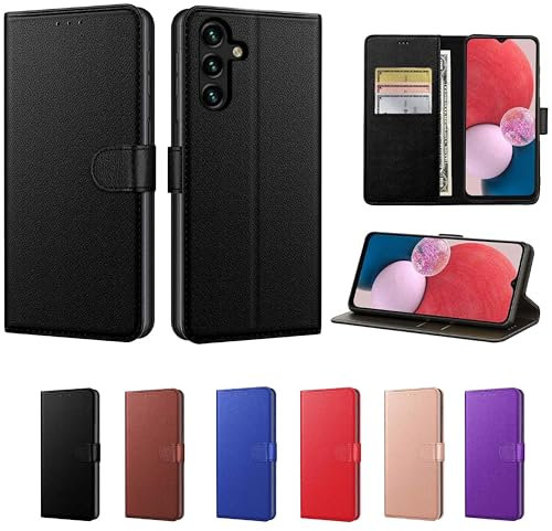 New Horrizon Luxury Case for Samsung Galaxy S24 Leather Phone Case Cover,[LifetimeSupport], PU Faux Leather Wallet Book Folio Flip Magnetic Shockproof Case (Black, For Samsung Galaxy S24)