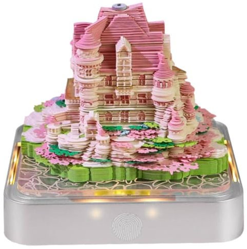 Time Piece Kalender 2025, 2025, Schreibtischkalender, Notizblock mit Lichtern, 3D-Schloss-Kalender-Notizblöcke, 3D-Papierschnitzerei, Kunst, Handwerk, Schreibtischdekoration für Büro, Leseraum