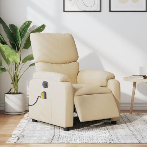 Cozynest Relaxsessel Fernsehsessel Liegesessel für Wohnzimmer, Ruhesessel Polstersessel, Stoff Massagesessel Elektrisch Creme Stoff