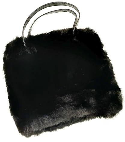 Black Faux Fur Handbag With Shoulder Strap
