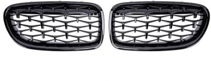 Fuicotto Auto Kühlergitter Auto Front Niere Stoßstange Grill Gitter Diamant Stil Racing Grille Für BM&W Für 5 Serie F10 F11 F18 520 523 525 530i M5 2010-2016 2017(Schwarz glänzend)