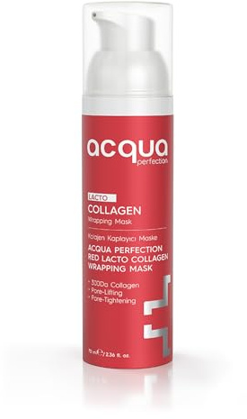 Acqua Perfection Red Lacto Collagen Wrapping Mask – Anti-Wrinkle & Firming Face Mask with 300Da Collagen + Probiotic Ferment – Hydrating, Cooling, Pore Tightening & Skin Barrier Repair (70ml)