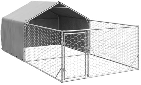 vidaXL Niche d'extérieur pour Chien enclos 5x2x1,5 m Acier galvanisé, Cage de Chien d'extérieur, Grande Cage de Chien, Niche de Chien Couverte