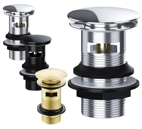 Slotted Basin Waste for Overflow Basins - Durable Chrome, Matte Black, & Brushed Brass Finishes - Standard & Dome Designs, Rust-Resistant, Quick Install, Modern Bathroom Accessory (Chrome)