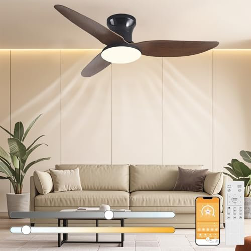 ANKBOY Ventilator Lampe Decke mit Fernbedienung und APP-Steuerung, LED Leise Deckenventilator mit Lampe, Dimmbare 39 in Deckenventilator mit Beleuchtung für Wohnzimmer Schlafzimmer Büro