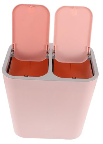 HORIALENCE Poubelle Double Bac Rose Pour Cuisine Séparation Déchets Secs Humides Design Chic Et Moderne Facile à Nettoyer